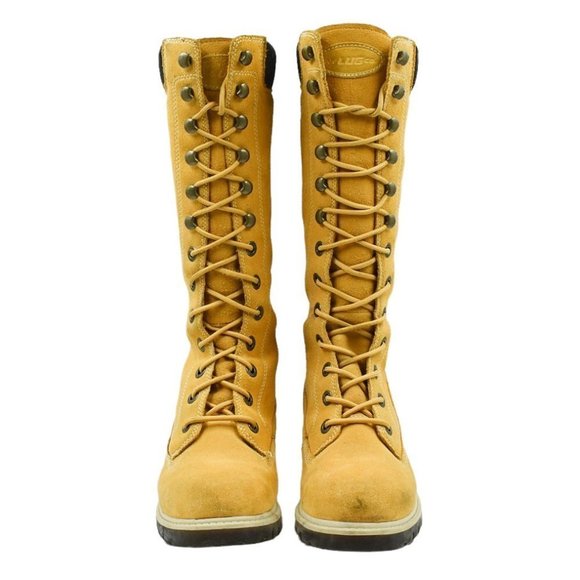 Vintage Lugz Y2K Tall Tan Leather Lace-up Boots - Picture 7 of 14
